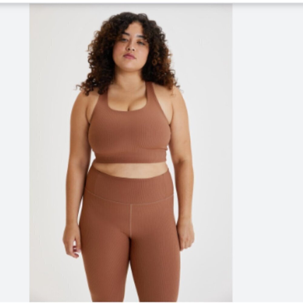 Girlfriend Collection Compressive Ribbed High Rise Leggings Rye 28.5" - Picture 2 of 9